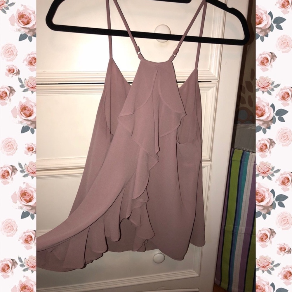 Mauve Ruffle Back Tank Top